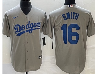 Los Angeles Dodgers #16 Will Smith Cool Base Jersey Grey