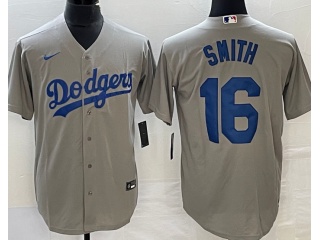 Los Angeles Dodgers #16 Will Smith Cool Base Jersey Grey 