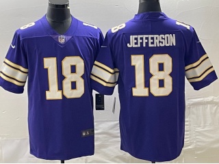 Minnesota Vikings #18 Justin Jefferson Throwback Limited Jersey Purple