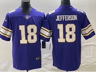  Minnesota Vikings #18 Justin Jefferson Throwback Limited Jersey Purple 