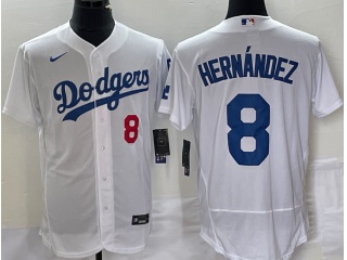 Los Angeles Dodgers #8 Kike Hernandez flexbase Jersey  White