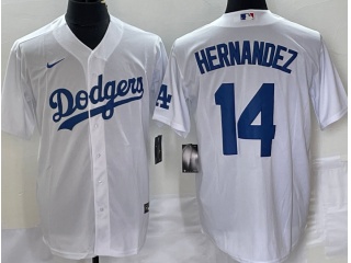 Nike Los Angeles Dodgers #14 Enrique Hernandez Cool Base Jersey  White 