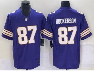 Minnesota Vikings #87 T.J. Hockenson Throwback Limited Jersey Purple