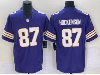 Minnesota Vikings #87 T.J. Hockenson Throwback Limited Jersey Purple 