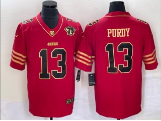 San Francisco 49ers #13 Brock Purdy With Golden Name Limited Jersey Red