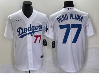Los Angeles Dodgers #77 Peso Plum Flexbase Jersey White