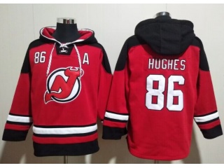New Jersey Devils #86 Jack Hughes Hoodie Red