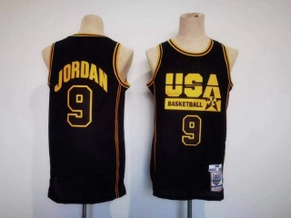 Team USA #9 Michael Jordan 1992 Throwback Jersey Black Golden