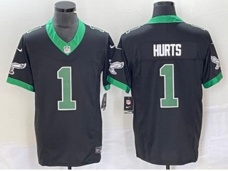 Philadelphia Eagles #1 Jalen Hurts Throwback Limited Jersey Black