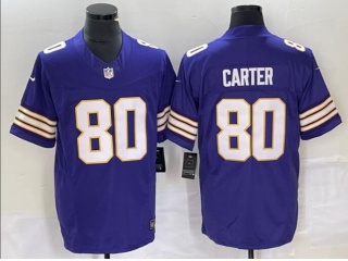 Minnesota Vikings #80 Cris Carter Throwback Limited Jersey Purple