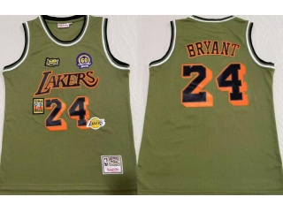 Los Angeles Lakers #24 Kobe Bryant Military Flight Patchs Jersey Green