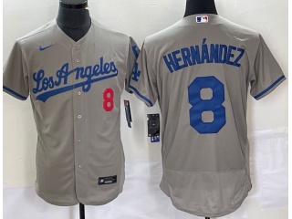 Los Angeles Dodgers #8 Kike Hernandez Los Angeles flexbase Jersey Grey