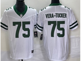 New York Jets #75  Alijah Vera -Tucker Throwback Limited Jersey White 