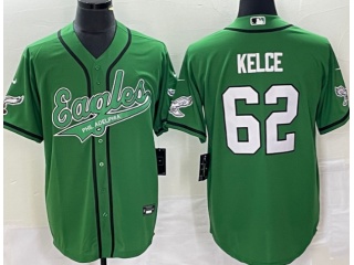 Philadelphia Eagles #62 Jason Kelce Baseball Jersey Kelly Green