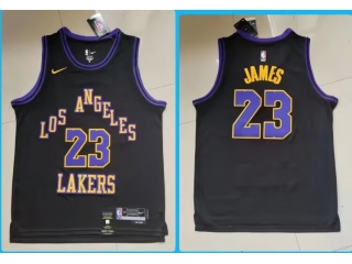 Los Angeles Lakers #23 Lebron James 23 Jersey Black