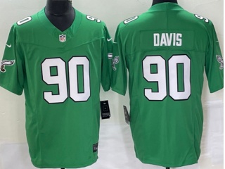 Philadelphia Eagles #90 Jordan Davis Throwback Jersey Kelly Green