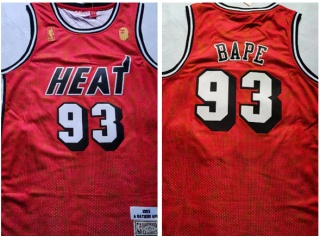 Miami Heat #93 Bape Throwback Jersey Red