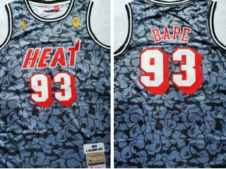 Miami Heat #93 Bape Throwback Jersey Grey