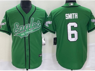 Philadelphia Eagles #6 DeVonta Smith Baseball Jersey Kelly Green