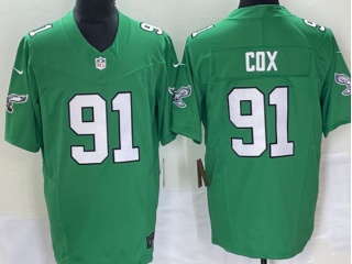 Philadelphia Eagles #91 Fletcher Cox Throwback Limited Jersey Kelly Green 