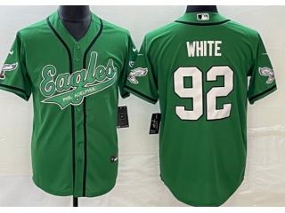 Philadelphia Eagles #92 Reggie White Baseball Jersey Kelly Green