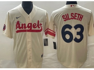 Los Angeles Angels #63 Chase Silseth City Cool Base Jersey Cream