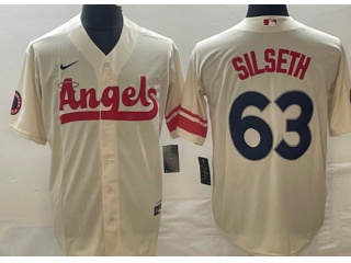 Los Angeles Angels #63 Chase Silseth City Cool Base Jersey Cream 