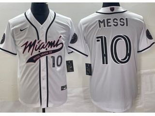 Miami #10 Messi Baseball Jersey White