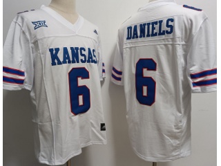 Kansas Jayhawks #6 Jalon Daniels Jersey White