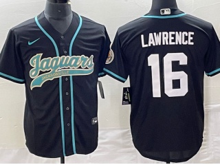 Jacksonville Jaguars #16 Trevor Lawrence Baseball Jersey Black