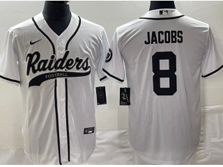 Las Vegas Raiders#8 Josh Jacobs Baseball Jersey White