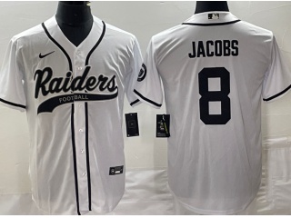 Las Vegas Raiders#8 Josh Jacobs Baseball Jersey White 