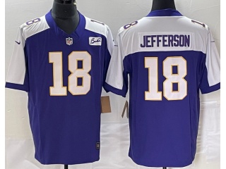 Minnesota Vikings #18 Justin Jefferson Limited Jersey Purple With White Shoulders