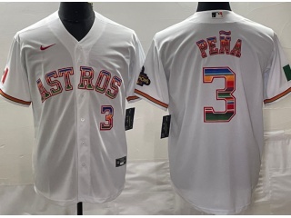 Houston Astros #3 Jeremy Pena Rainbow Jersey White