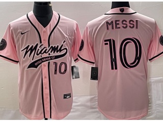 Miami #10 Messi Baseball Jersey Pink