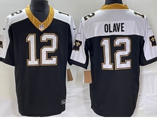 New Orleans Saints #12 Chris Olave Shoulders Limited Jersey Black With White