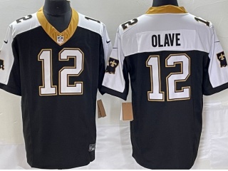 New Orleans Saints #12 Chris Olave Shoulders Limited Jersey Black With White 