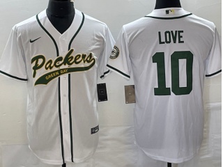 Green Bay Packers #10 Jordan Love Baseball Jersey White