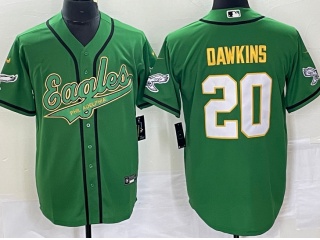 Philadelphia Eagles #20 Brian Dawkins With Kelly Green Numbers Baseball Jersey White 