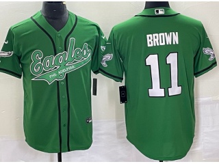 Philadelphia Eagles #11 Aj Brown Baseball Jersey Kelly Green 