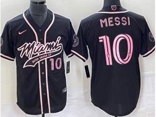 Miami #10 Messi Baseball Jersey Black