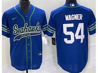 Seattle Seahawks #54 Bobby Wagner Throwback Baseball Jersey Blue