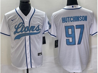 Detroit Lions #97 Aidan Hutchinson Baseball Jersey White
