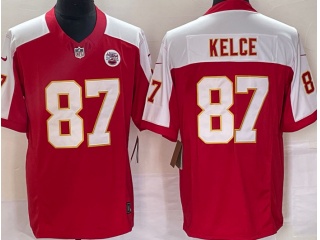 Kansas City Chiefs #87 Travis Kelce With White Shoulder Limited Jersey Red