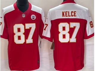 Kansas City Chiefs #87 Travis Kelce With White Shoulder Limited Jersey Red 