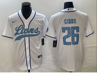 Detroit Lions #26 Jahmyr Gibbs Baseball Jersey White