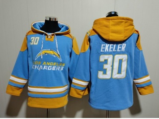 Los Angeles Chargers #30 Austin Ekeler Hoodie Baby Blue