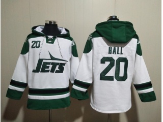 New York Jets #20 Breece Hall Throwback Hoodie White