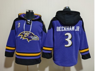 Baltimore Ravens #3 Odell Beckham Jr Hoodies Purple/Black