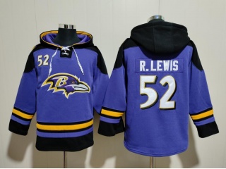 Baltimore Ravens #52 R.Lewis Hoodies Purple/Black 